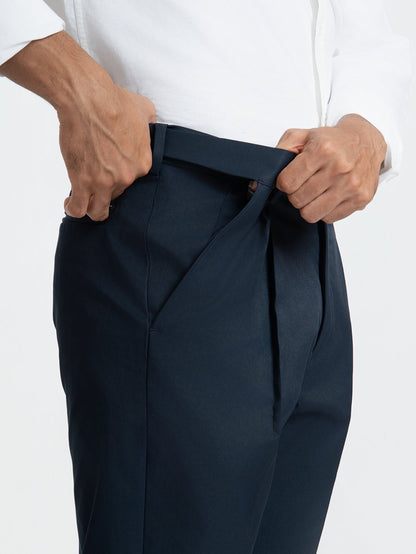Japanese Navy Straight Fit Pleated Formal Trousers
