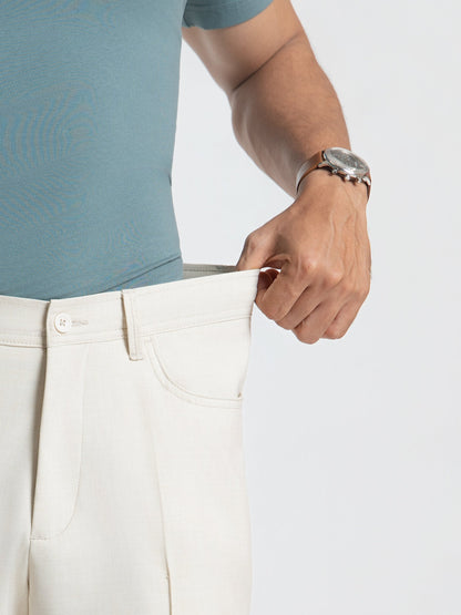 Korean Beige Relaxed Fit Pintuck Pants
