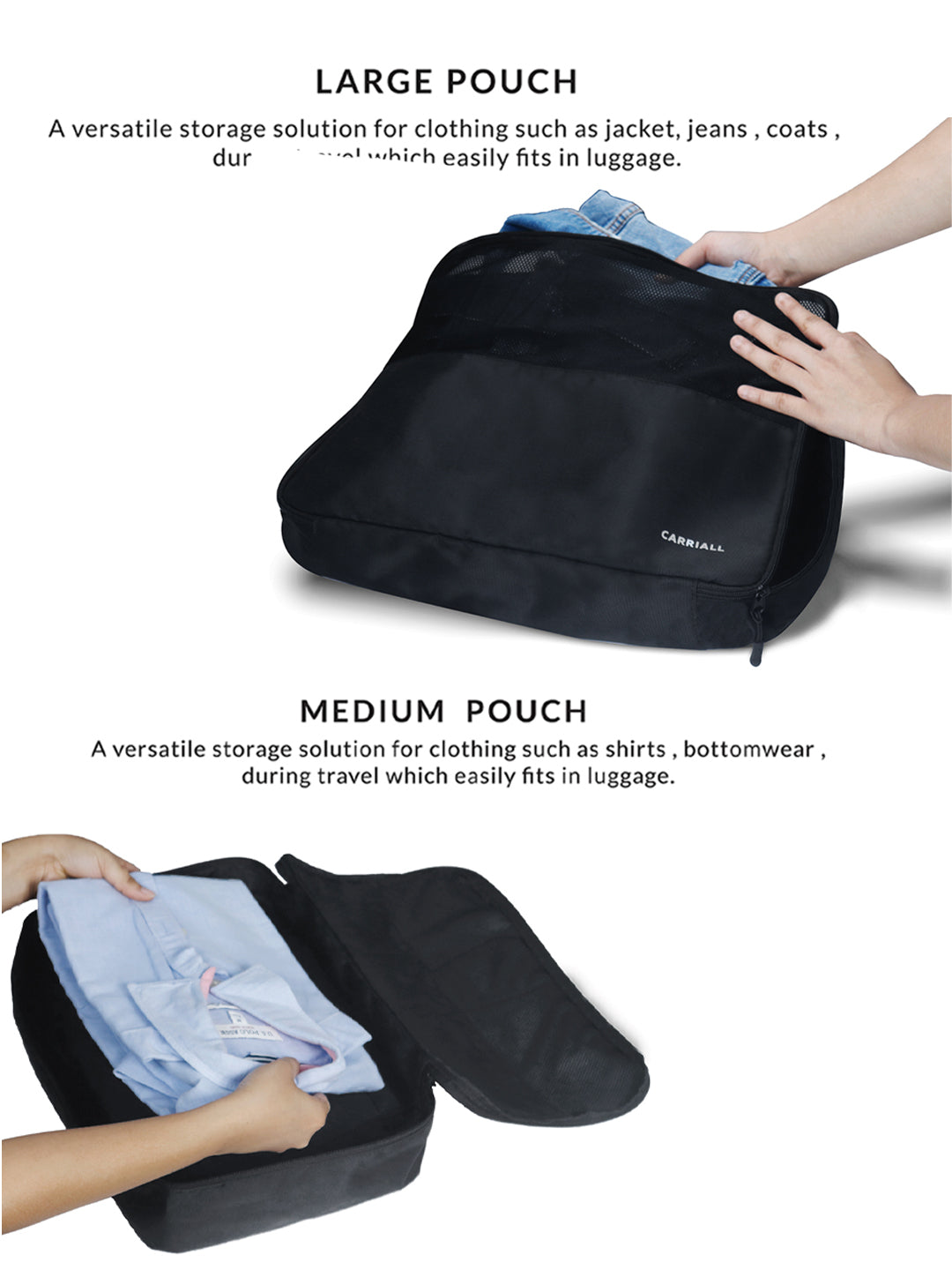 Carriall Black Packing Cubes (Set of 6)