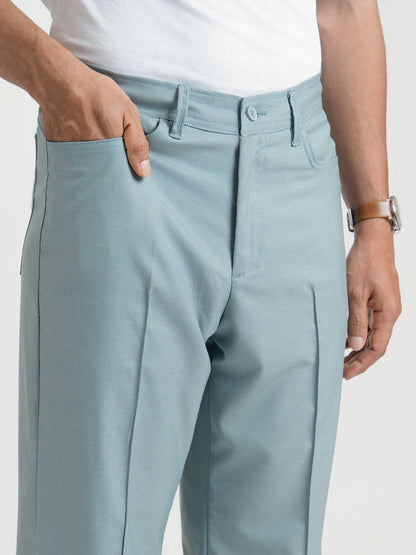 Korean Teal Relaxed Fit Pintuck Pants