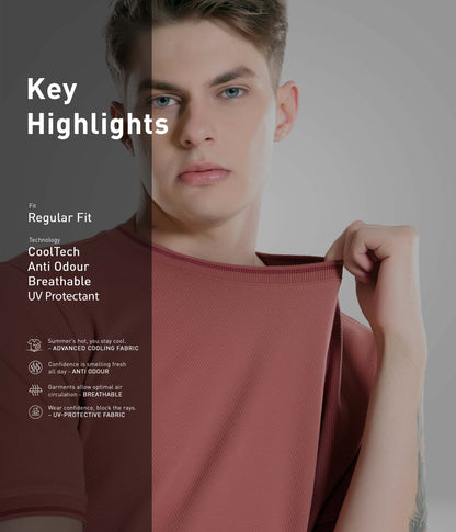 Crew Neck Tshirt |Cool Tech + UV Protectant + Anti Odour  VIVIDBRICK
