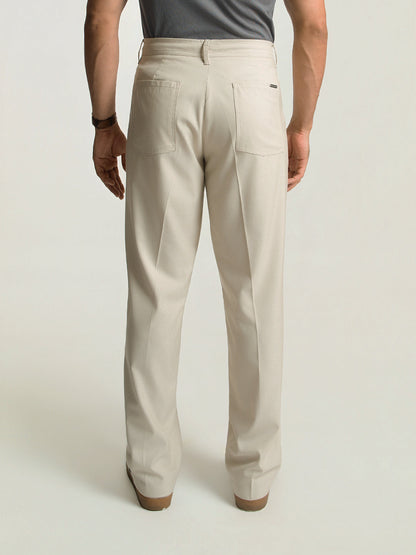 Korean Cream Relaxed Fit Pintuck Pants
