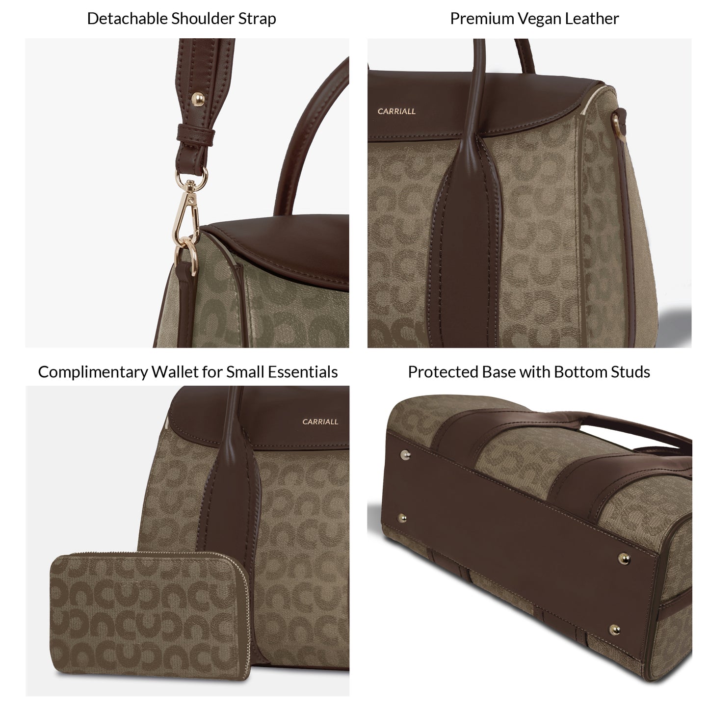 Carriall Dazzle Womens Vegan Leather Tote bagfor women & girls (Beige)