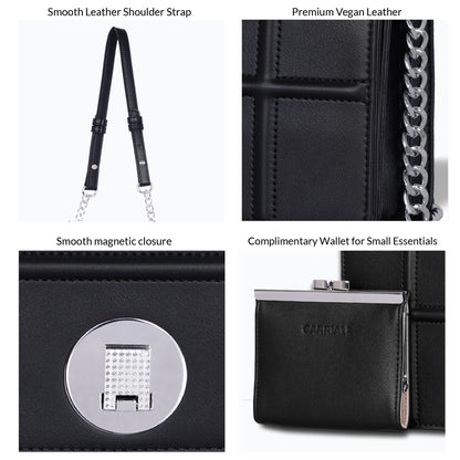 Carriall Fable Womens Vegan Leather Handbag for women & girl (Black)