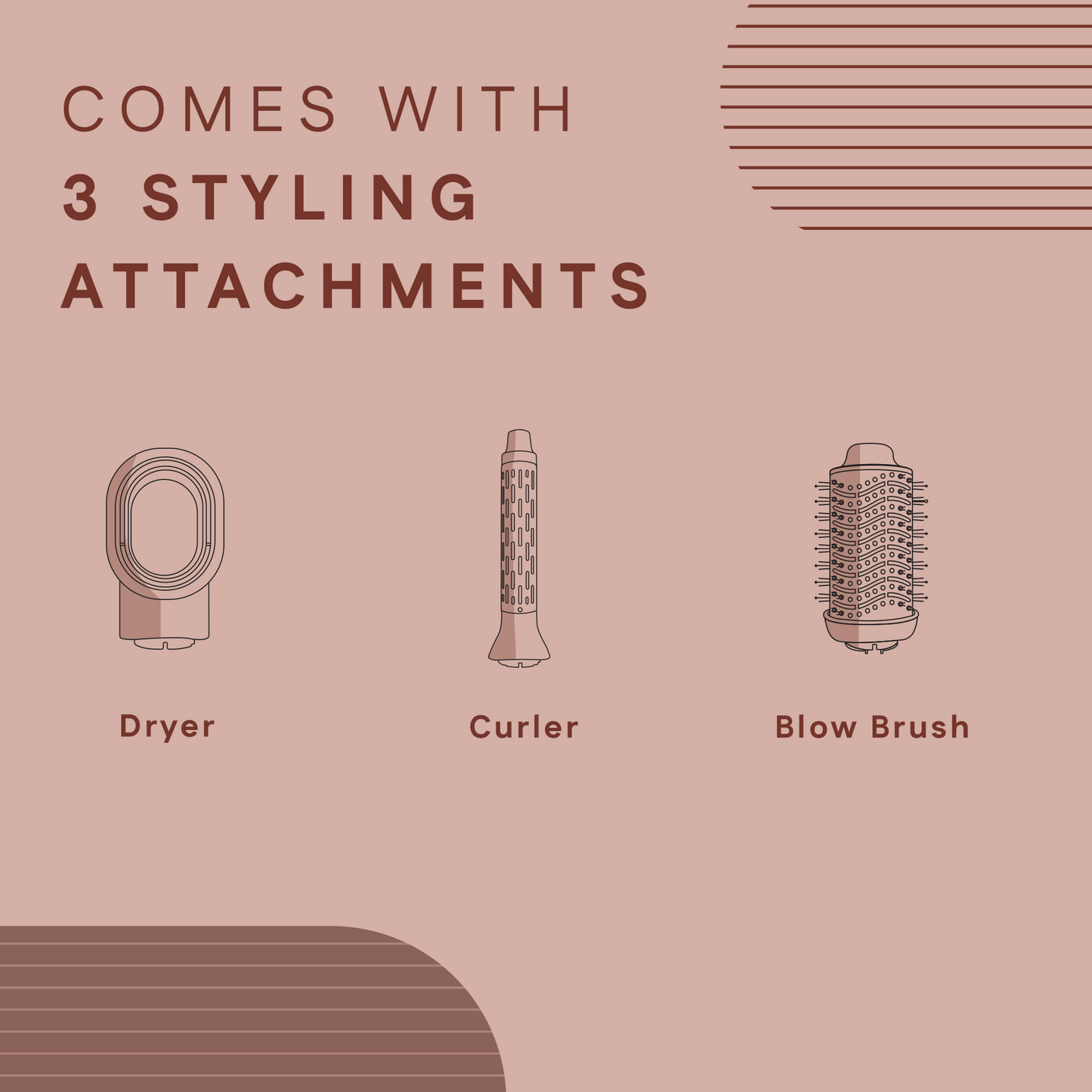 3 in 1 Hair Blow Brush | Dry, Curl & Volumize with Adjustable Heat