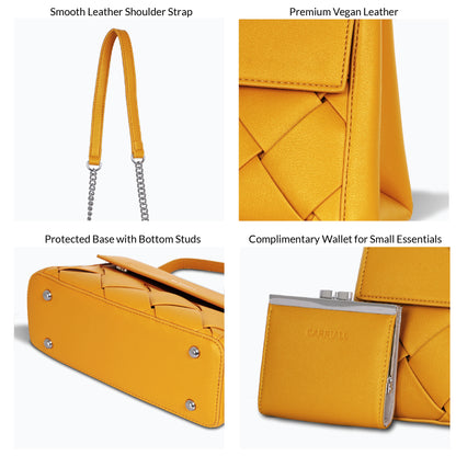 Carriall Celesta Womens Vegan Leather Handbagg for women & girls(Yellow)