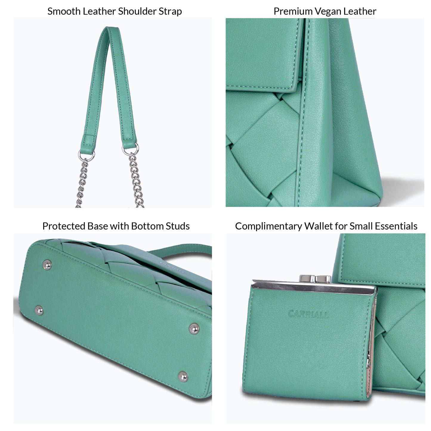 Carriall Celesta Womens Vegan Leather Handbag for women & girl (Green)