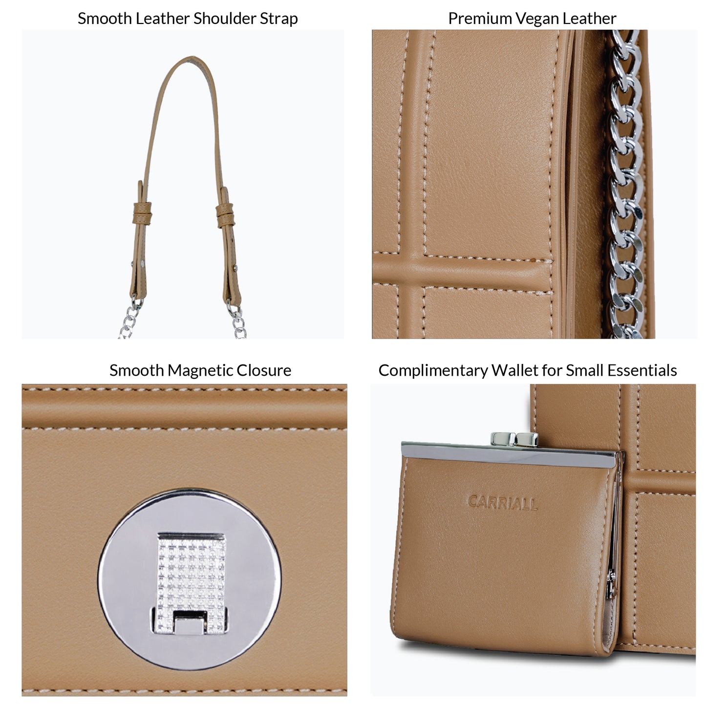 Carriall Fable Womens Vegan Leather Handbagfor women & girl  (Beige)