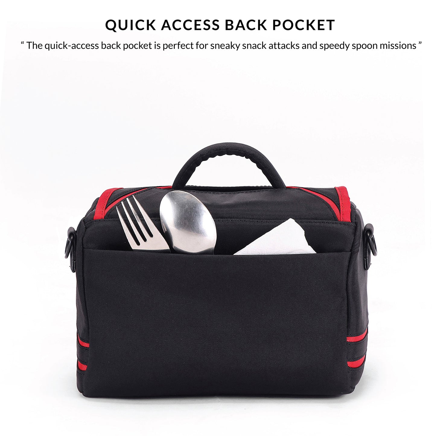 Carriall Zento - The Kids Meal Bag Black & Red Lunch Bag For Kids Boys & Girls (Black & Red)