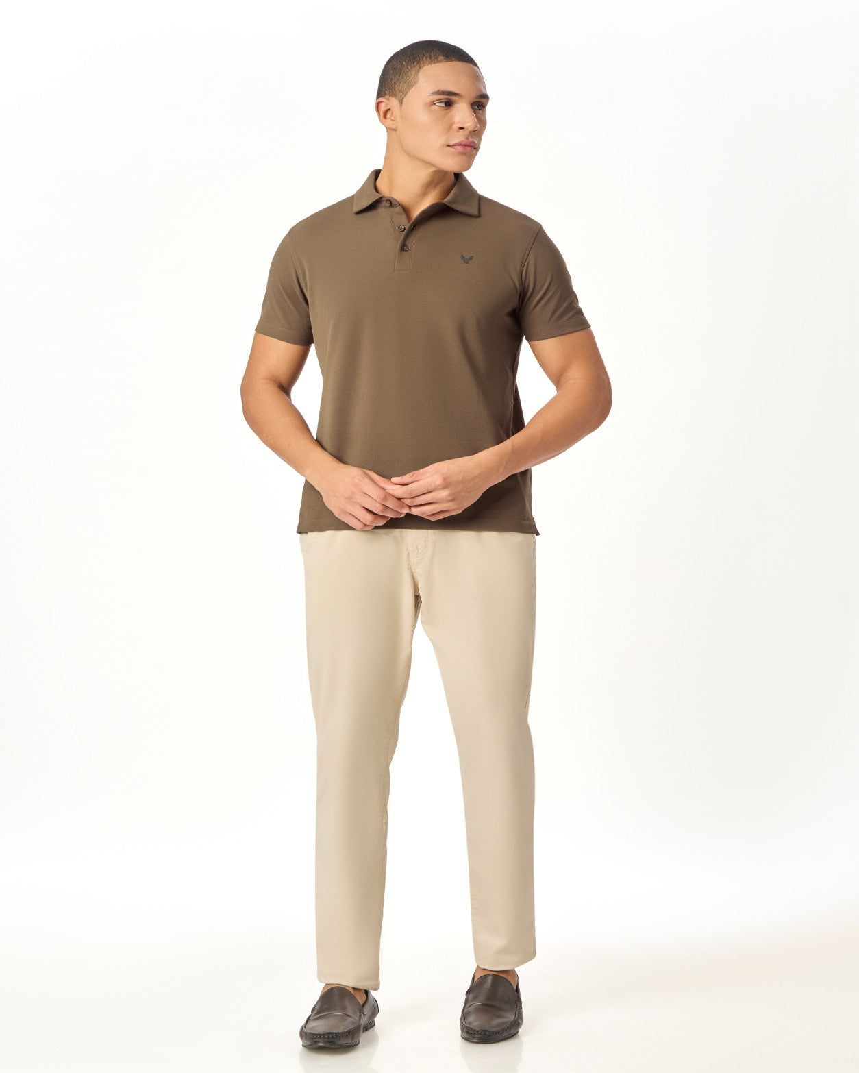 ARIN â€“ The Lucky Dove Brown Polo with Suede Detail