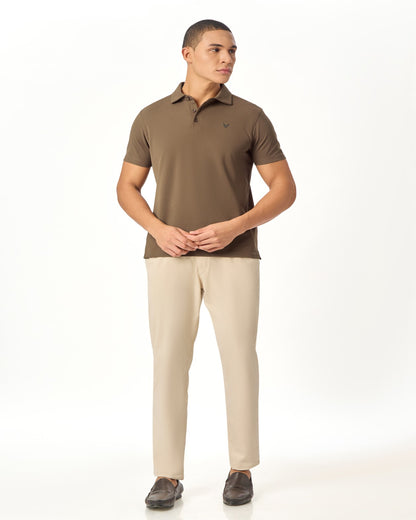 ARIN â€“ The Lucky Dove Brown Polo with Suede Detail