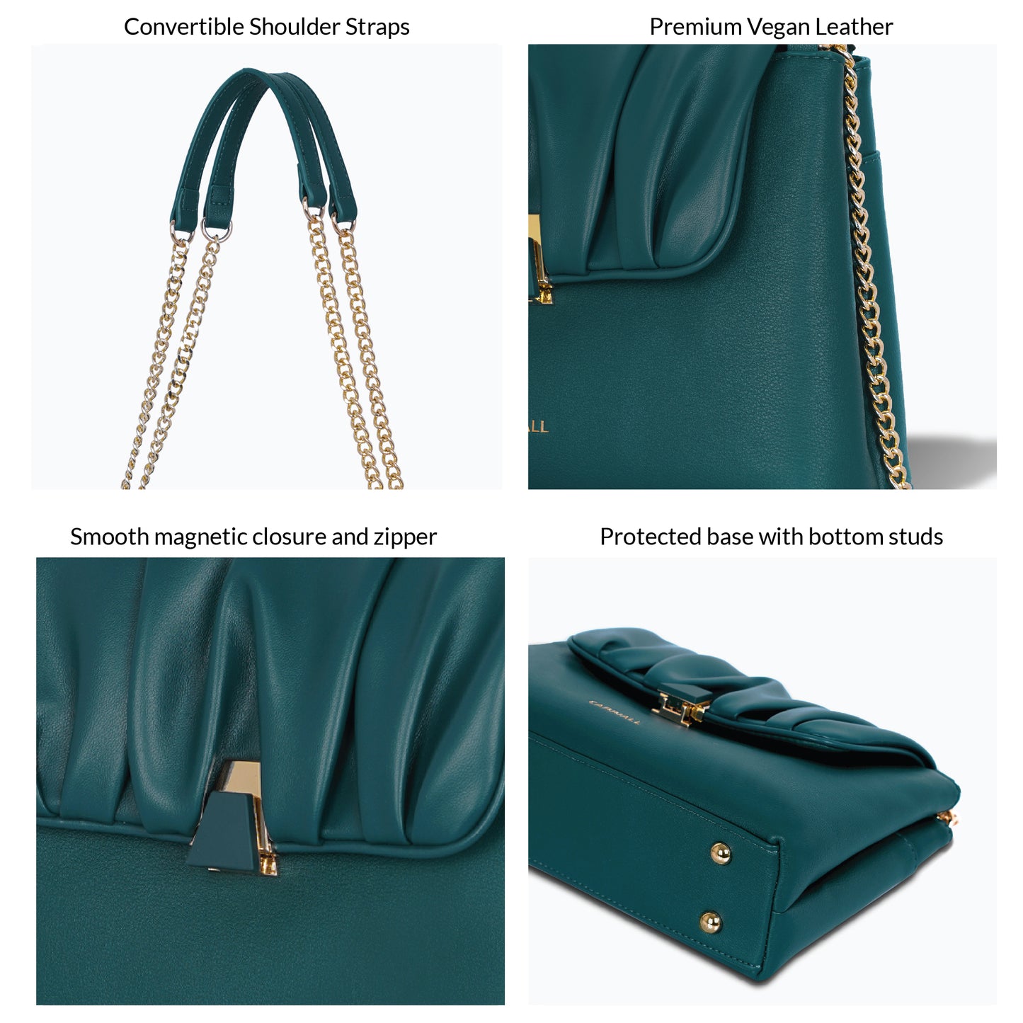 Carriall Bella Womens Vegan Leather Handbag for women & girls (Dark Teal)
