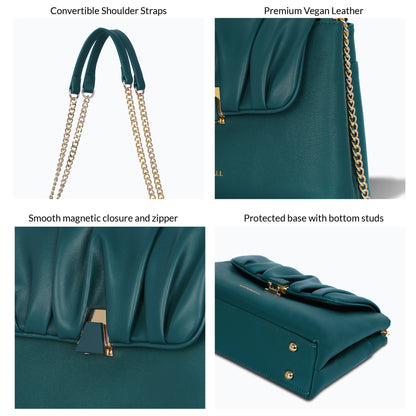 Carriall Bella Womens Vegan Leather Handbag for women & girls (Dark Teal)