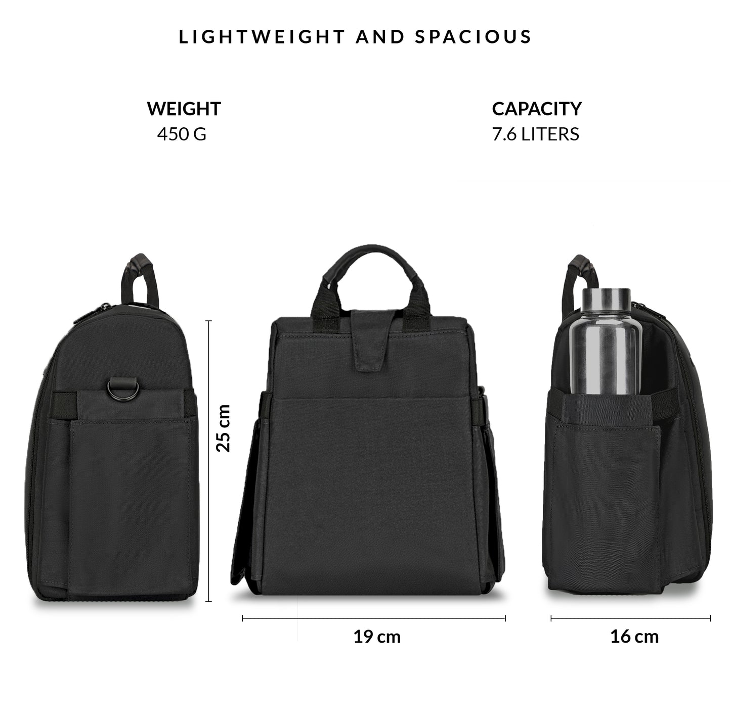 Carriall Black Meal Bag/Tiffin/Lunch Bag for Office.