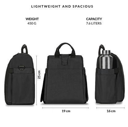 Carriall Black Meal Bag/Tiffin/Lunch Bag for Office.
