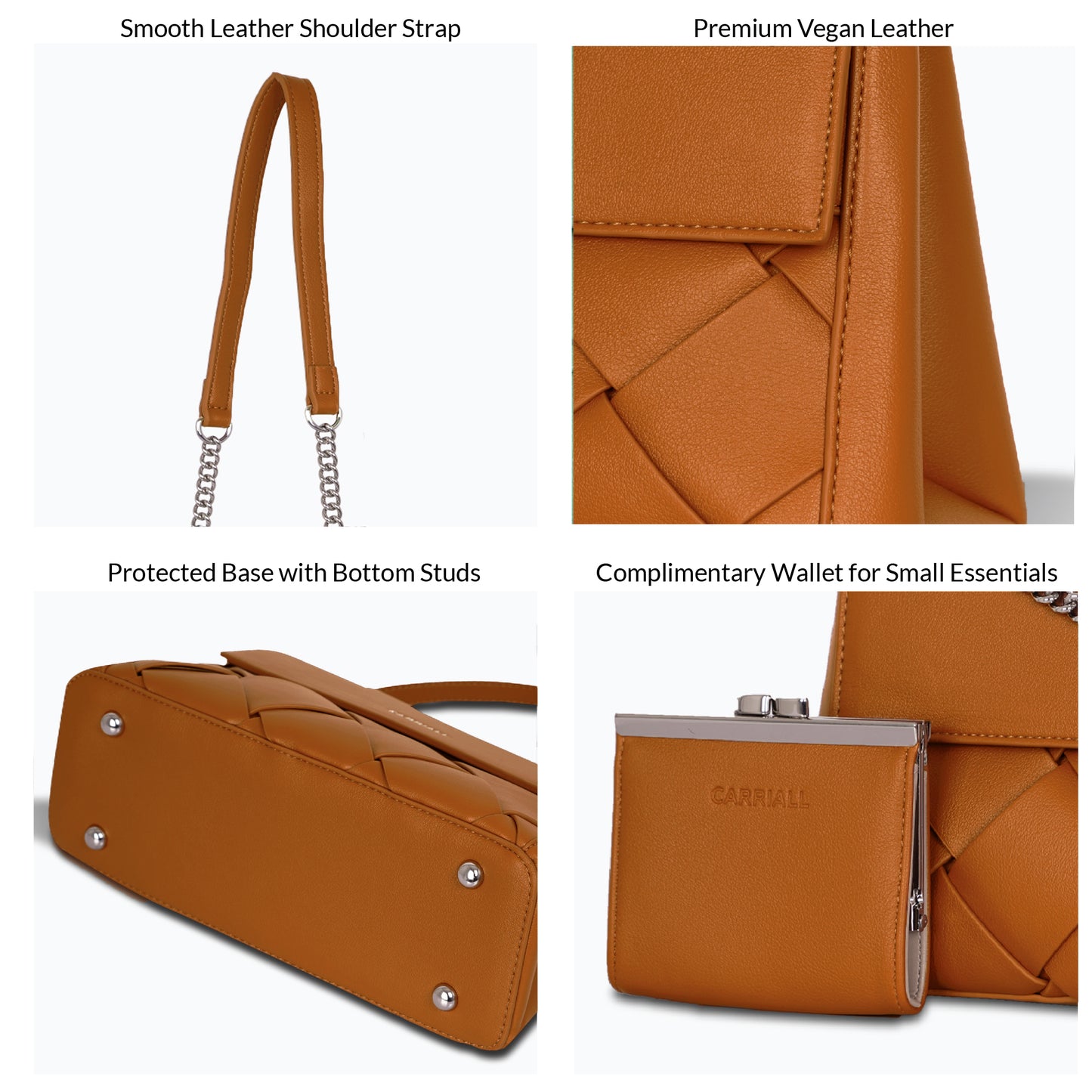 Carriall Celesta Womens Vegan Leather Handbag for women & girls(Brown)