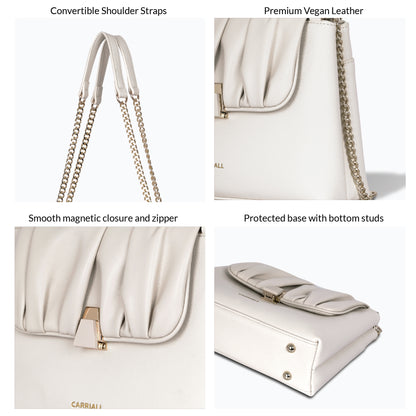 Carriall Bella Womens Vegan Leather Handbag for women & girls (White)