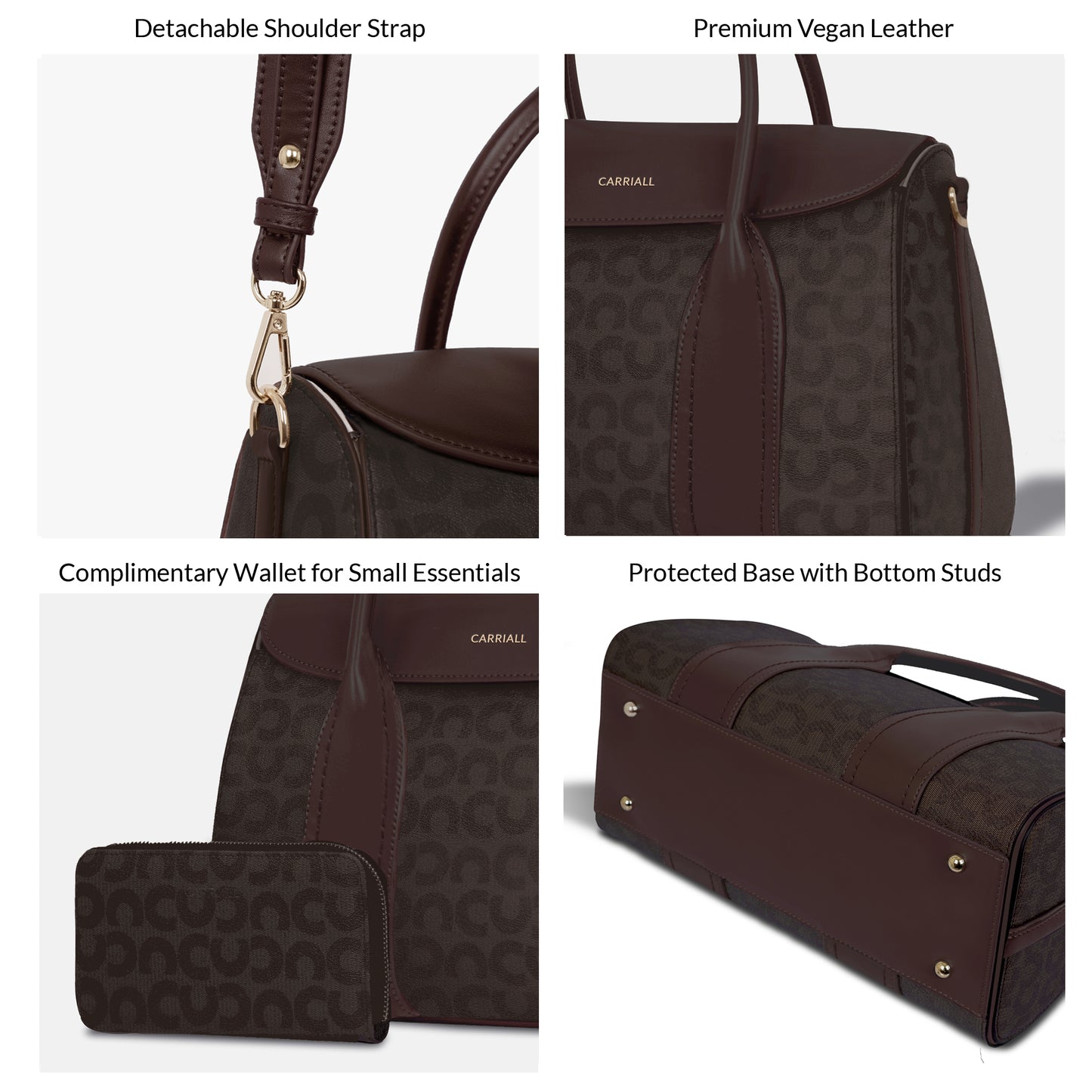 Carriall Dazzle Womens Vegan Leather Tote bag for women & girls (Brown)