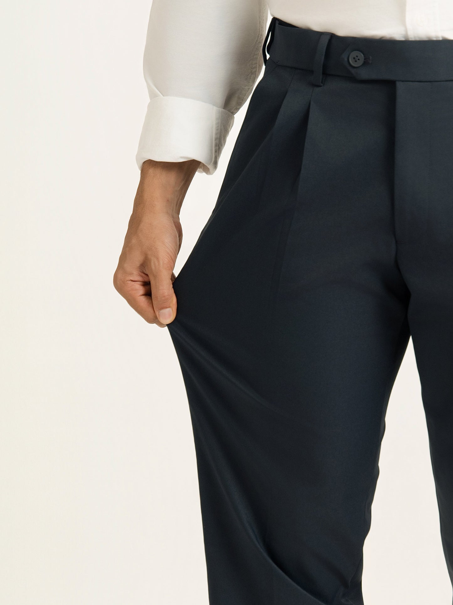 Japanese Navy Straight Fit Pleated Formal Trousers