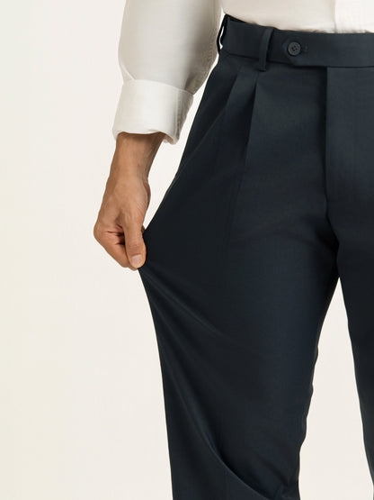 Japanese Navy Straight Fit Pleated Formal Trousers