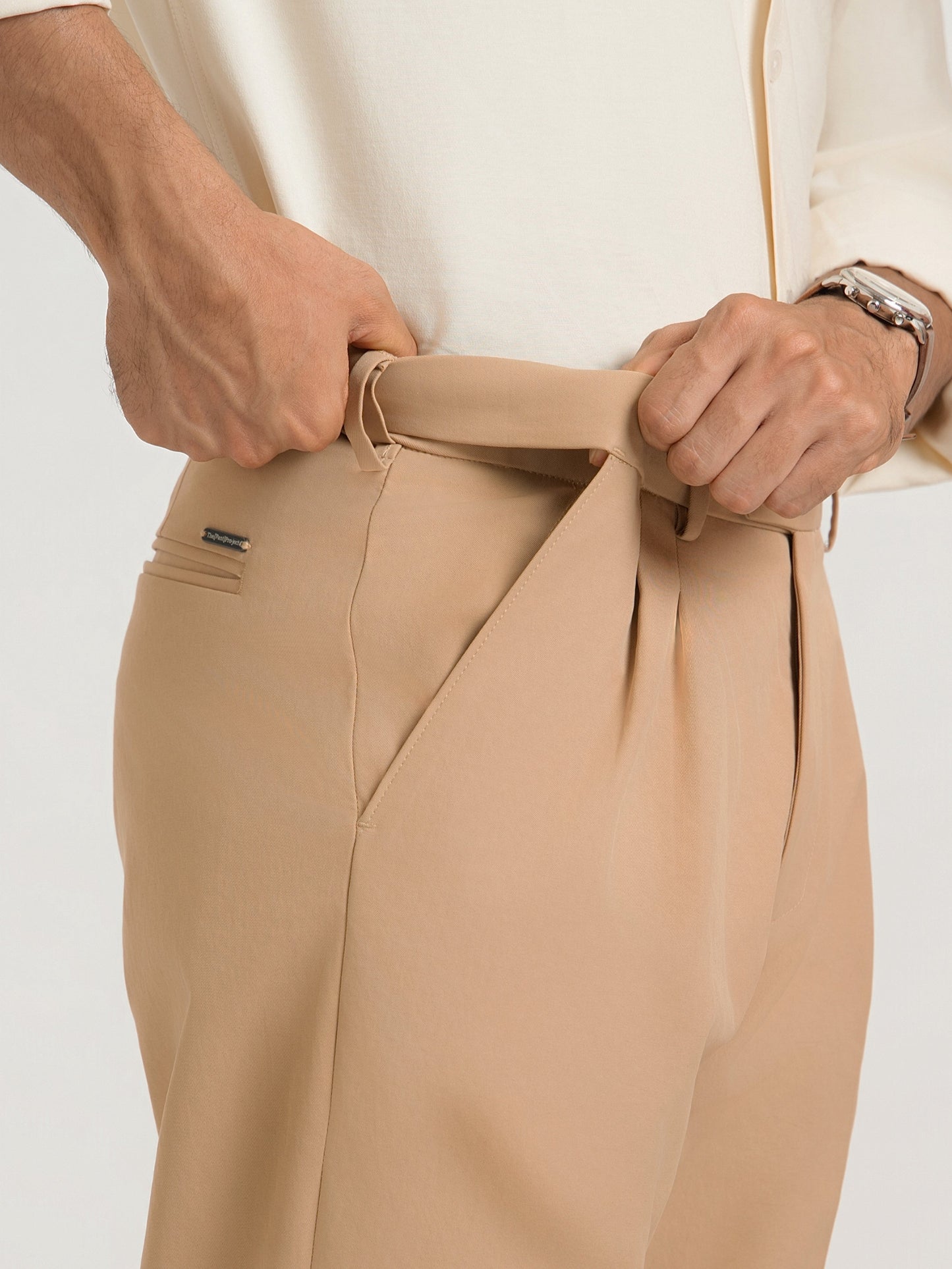 Japanese Khaki Straight Fit Pleated Formal Trousers