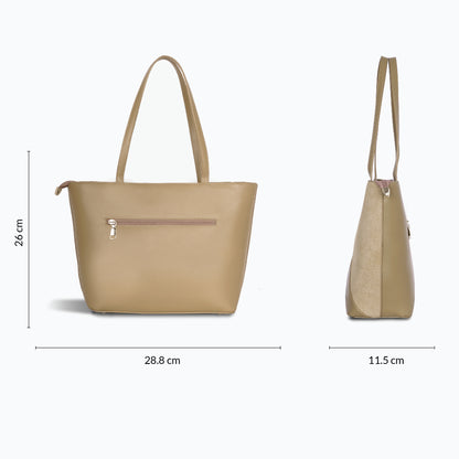 Carriall Estelle Vegan Leather Tote bag for women & girls (Beige)
