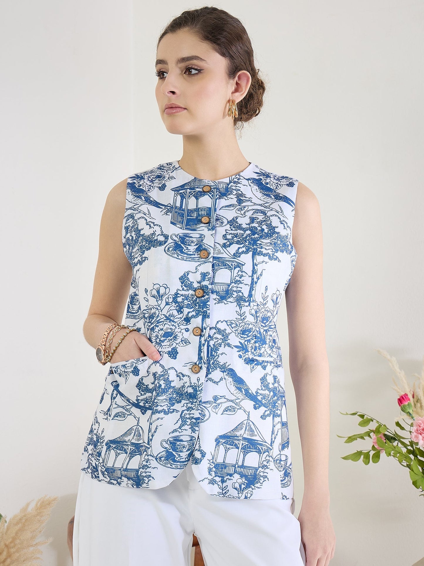 Pure Linen Tailored Waistcoat