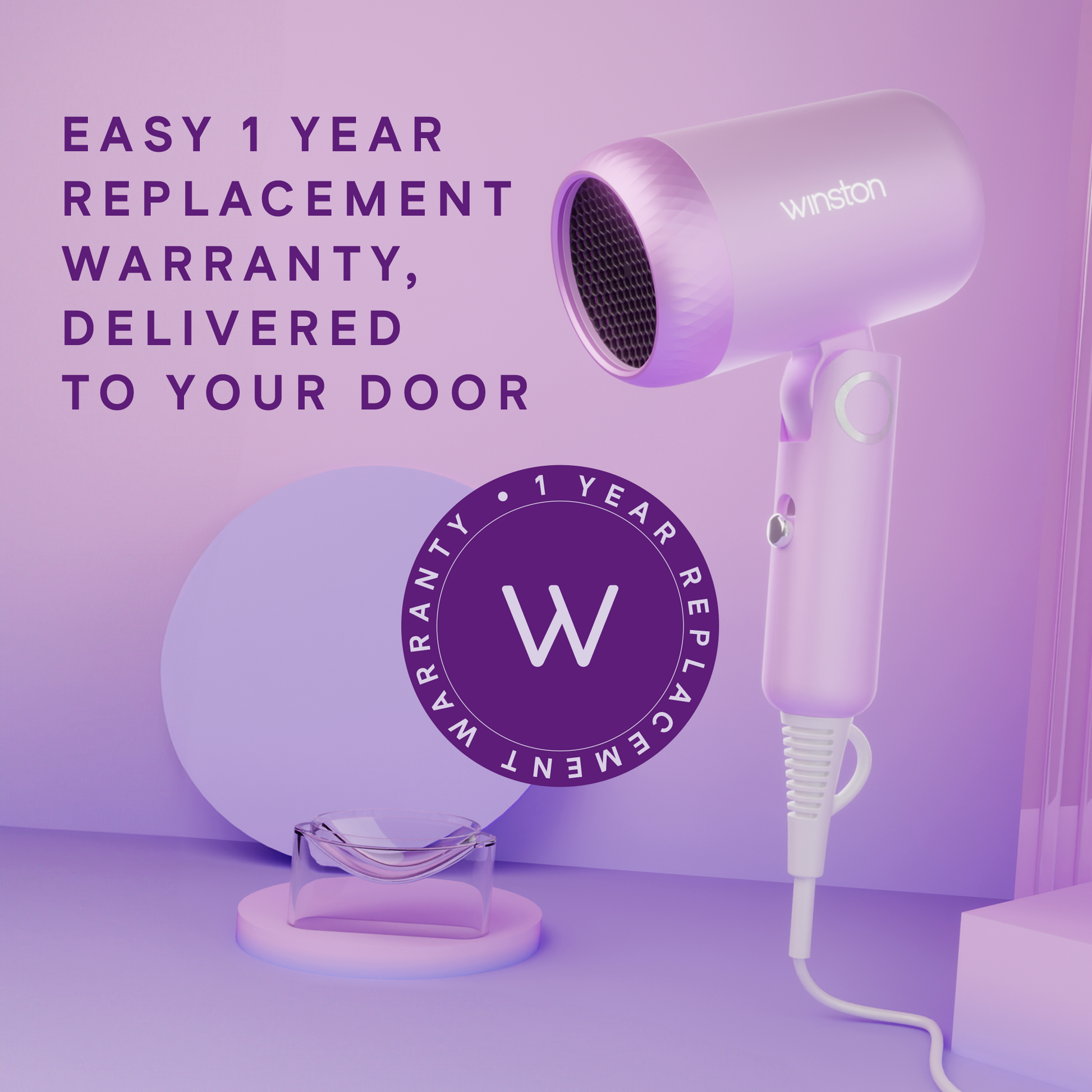 Hair Dryer 1200W | Foldable, Low Noise & Detachable Concentrator | Winston at Broadway