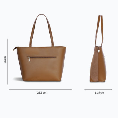 Carriall Estelle Vegan Leather Tote bag for women & girls (Brown)