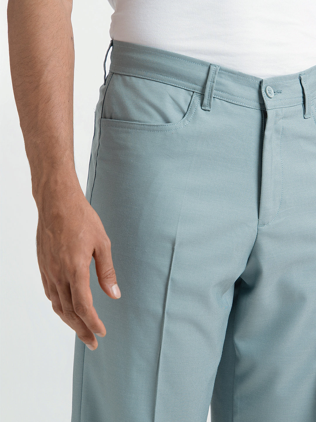 Korean Teal Relaxed Fit Pintuck Pants