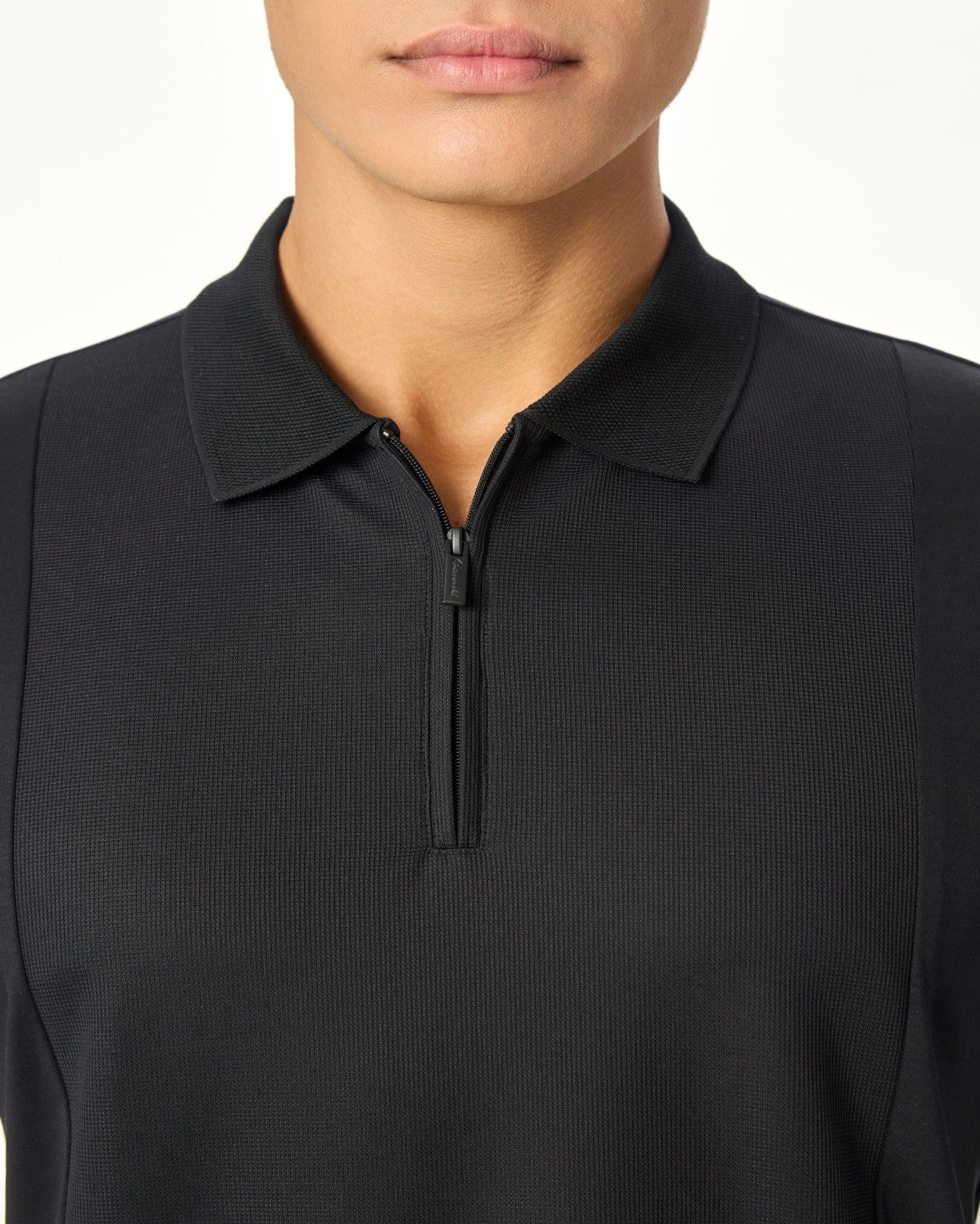 NOIR LUXE ZIPPER POLO BLACK