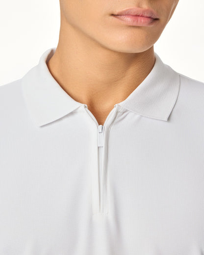 NOIR LUXE  ZIPPER POLO WHITE