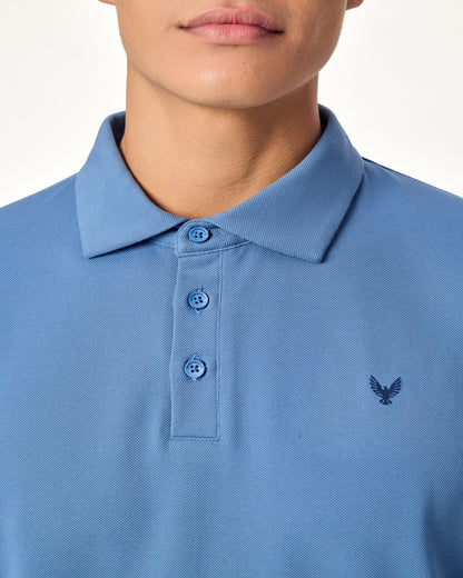 ARIN â€“ The Lucky Dove Blue Polo with Suede Detail