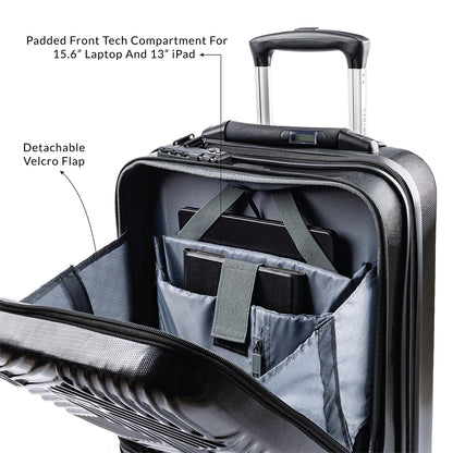 Carriall Smart Trail Polycarbonate Cabin Bag with weighing scale (Black)