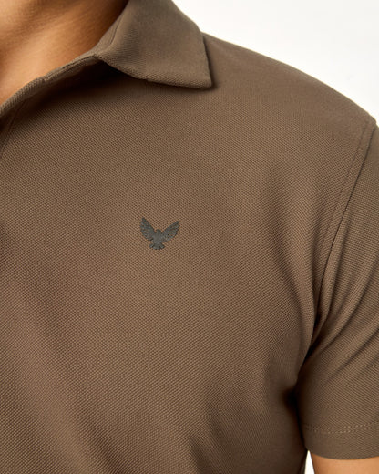 ARIN â€“ The Lucky Dove Brown Polo with Suede Detail
