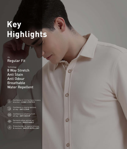 Shirt | Anti Stain Anti Odor Water Repellent   DUSKYBEIGE
