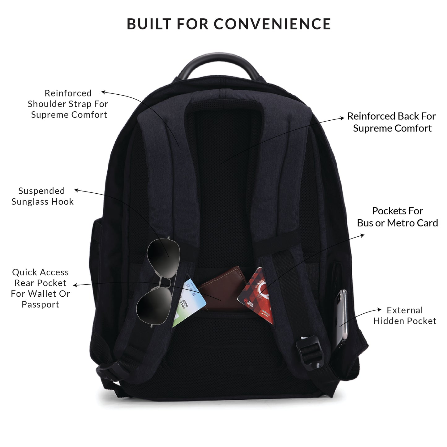 Carriall Columbus Black Smart Laptop Backpack