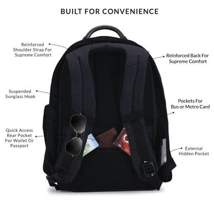 Carriall Columbus Black Smart Laptop Backpack