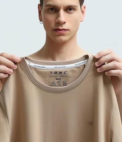 Crew Neck Tshirt | Anti Stain Anti Odor Water Repellent-CAMEL