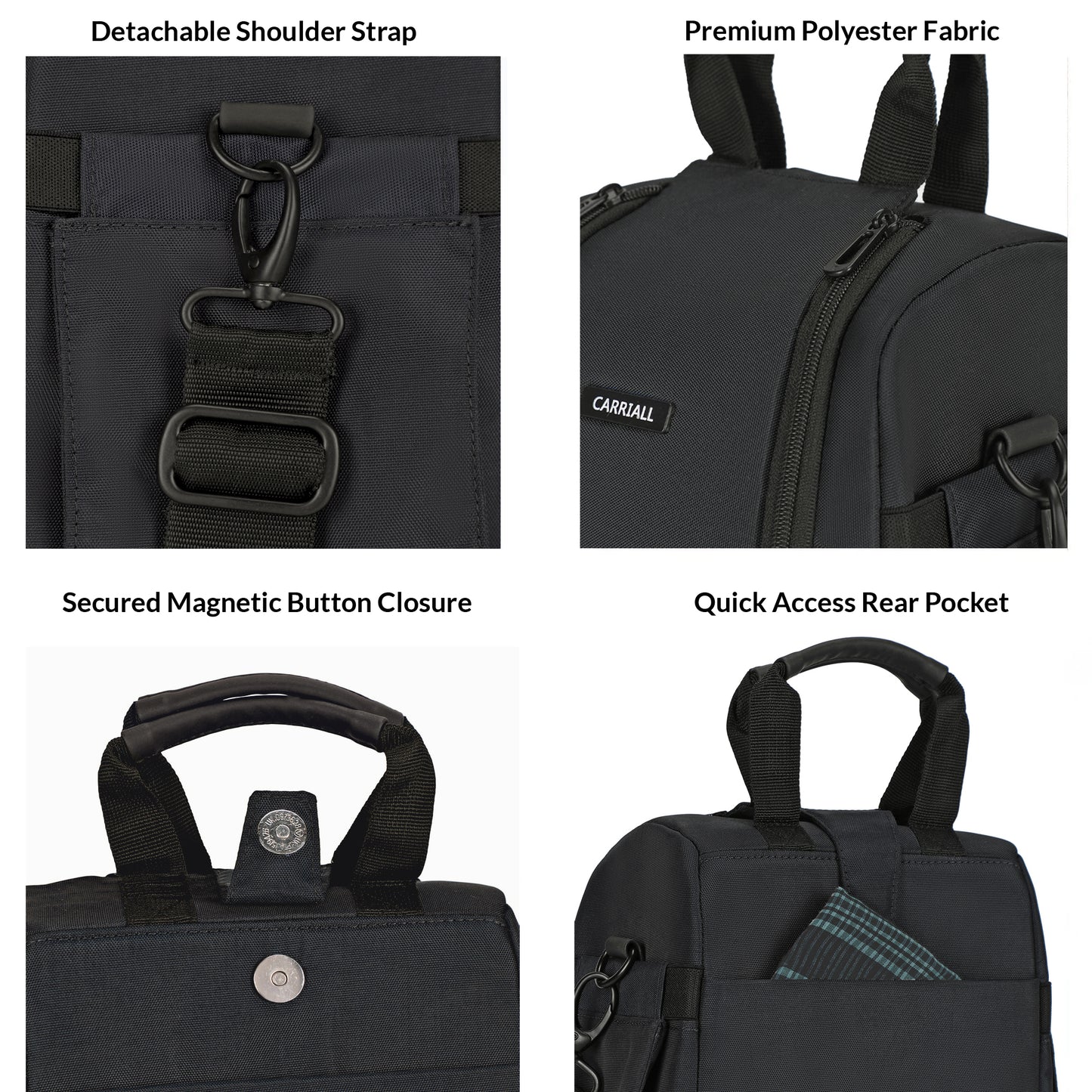 Carriall Black Meal Bag/Tiffin/Lunch Bag for Office.
