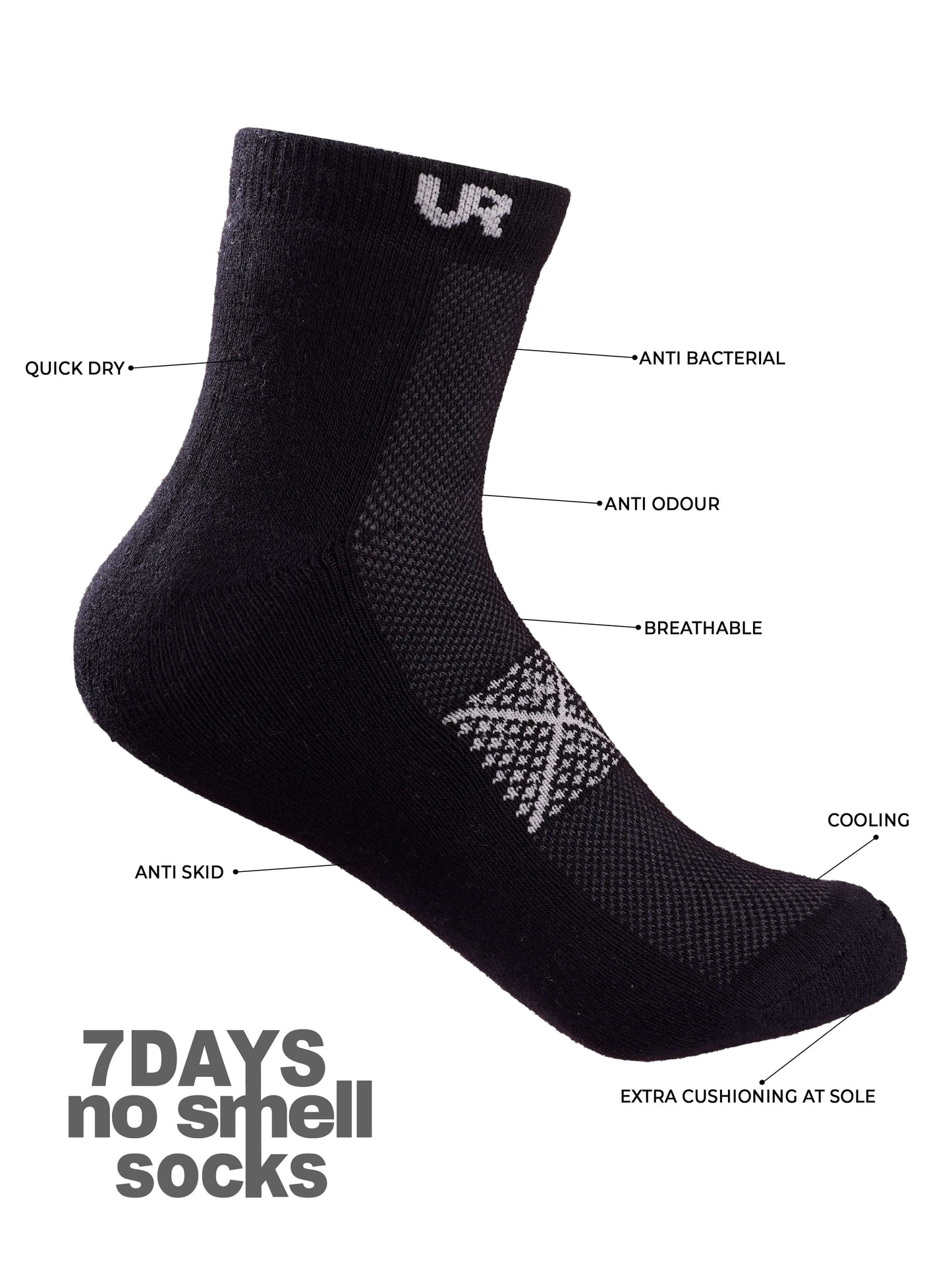 TRAVEL FRESH PRO 7 Days No Smell Socks |Cool Tech + UV Protectant + Anti Odour