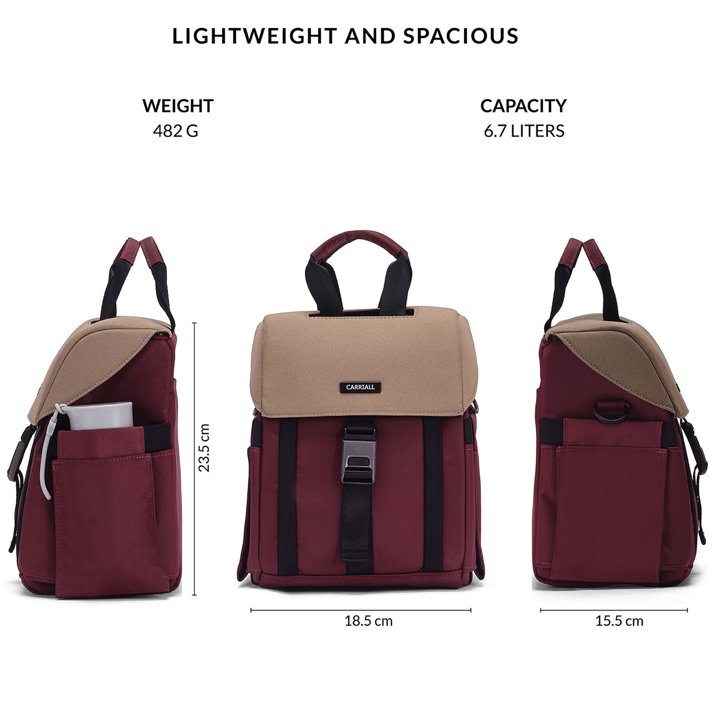 Carriall Nova Meal Bag Maroon Lunch Bag For Men, Women & Kids (Boys/Girls) (Maroon)