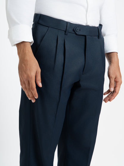 Japanese Navy Straight Fit Pleated Formal Trousers