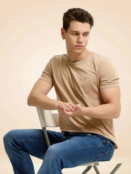 Crew Neck Tshirt | Anti Stain Anti Odor Water Repellent-CAMEL