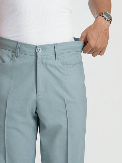 Korean Teal Relaxed Fit Pintuck Pants