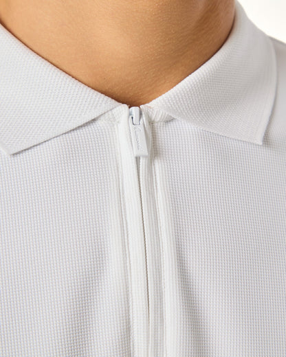 NOIR LUXE  ZIPPER POLO WHITE