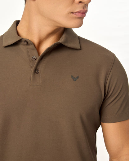 ARIN â€“ The Lucky Dove Brown Polo with Suede Detail