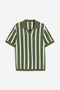 Summer Green Stripes Old Money Polo | Hamptons at Broadway