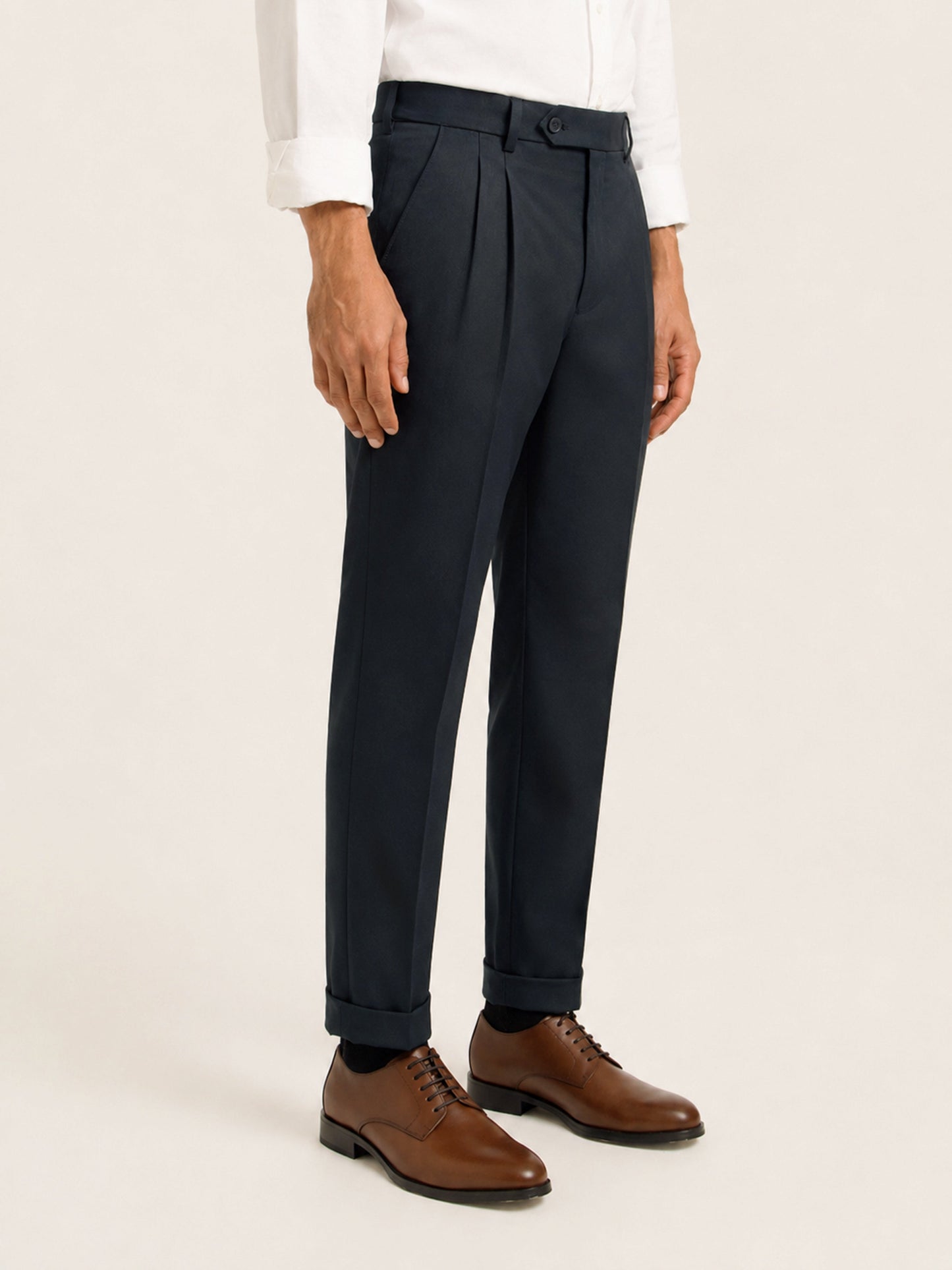 Japanese Navy Straight Fit Pleated Formal Trousers