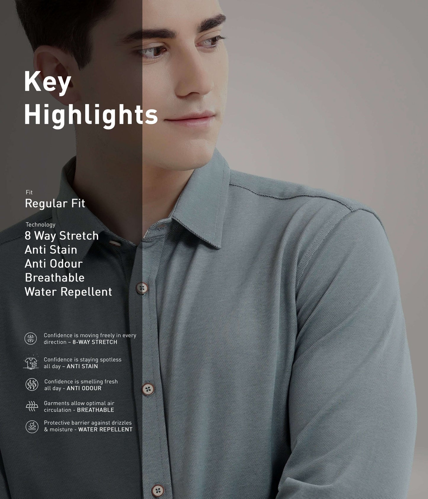 Shirt | Anti Stain Anti Odor Water Repellent   JADEITEGREEN